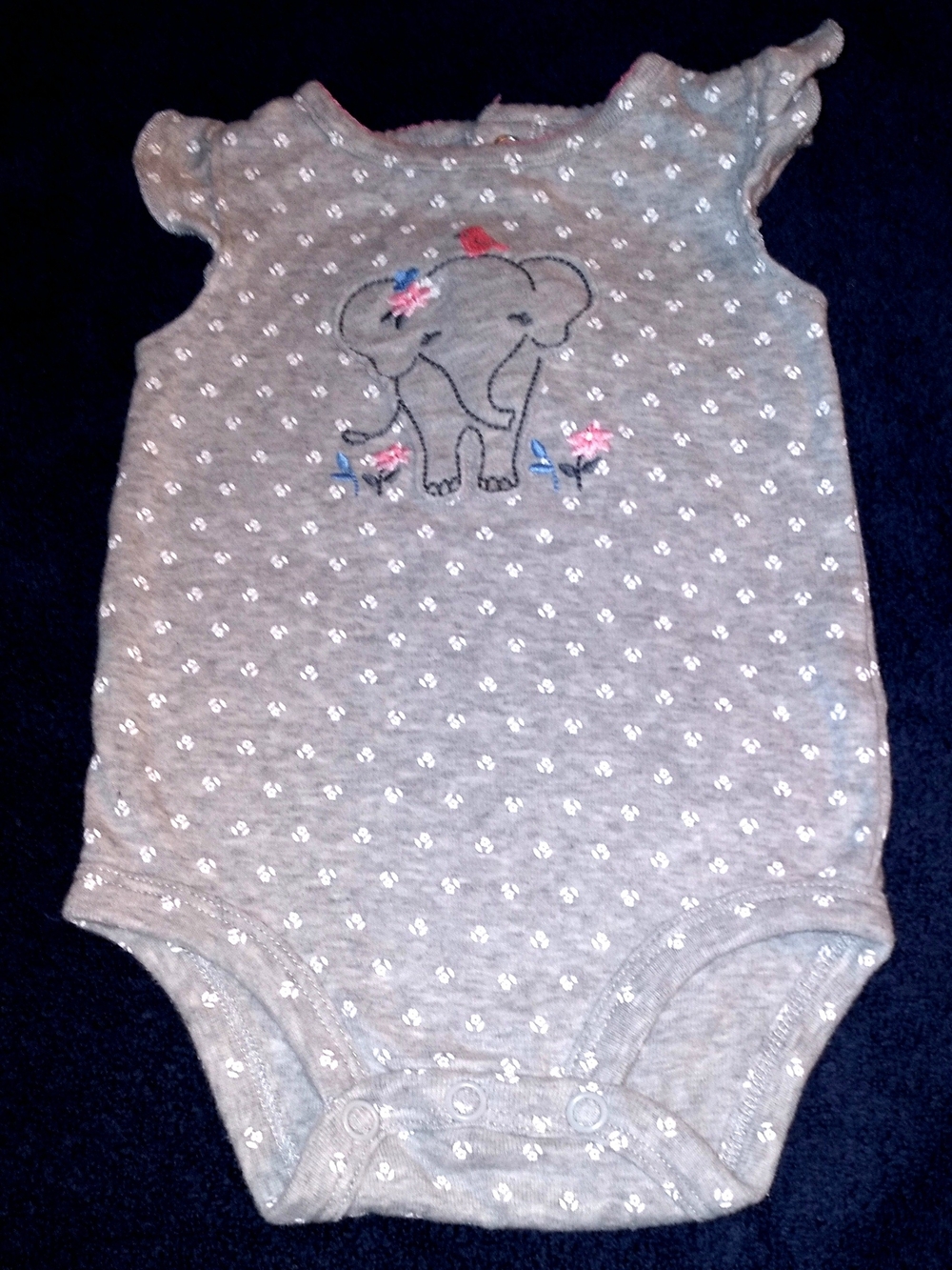 Gray Elephant Sleeveless Baby One-Piece